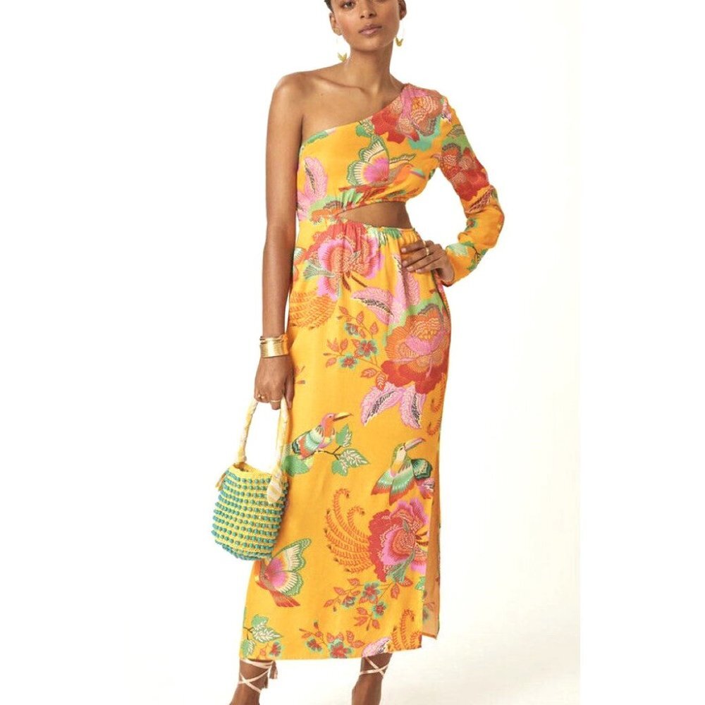 FARM Rio Anthropologie  One Shoulder DressTropical Feminine Dopamine Dressing - Picture 4 of 10